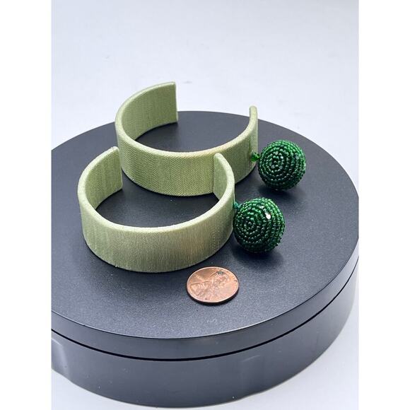 Sachin & Babi Mint Threaded Beaded Audra Large Hoop‎ Earrings - Picture 10 of 11